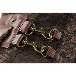 Steampunk Brown Steel Boned High Neck Jacquard Corset with Jacket N11993