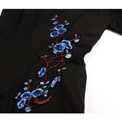 Retro Black Half Sleeves Embroidery Casual Cocktail Party Dress N12051