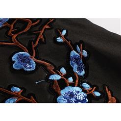 Retro Black Half Sleeves Embroidery Casual Cocktail Party Dress N12051