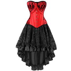 Burlesque Lace Overbust Corset With Lace Dancing Skirt Set Christmas N12146