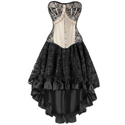 Burlesque Lace Overbust Corset With Lace Dancing Skirt Set N12147