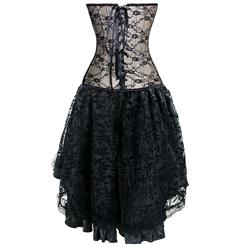 Burlesque Lace Overbust Corset With Lace Dancing Skirt Set N12147