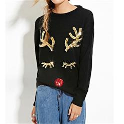 Christmas Long Sleeve Pullover Sweatshirt, Cheap Women's Pullover, Christmas Sweater for Women, #N12268