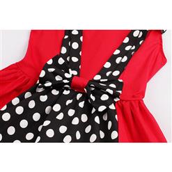 Sexy Sweet Polka Dot Print Patchwork Halter Cocktail Party Dress N12502