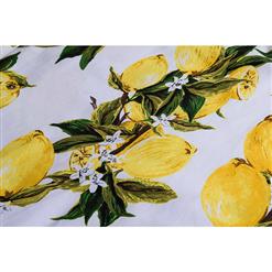 Elegant Lemon Print Sleeveless Cocktail Party Gardon Swing Dress N12504