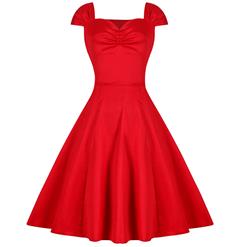 Elegant 1960's Vintage Red Garden Picnic Party Cocktail Valentine's Day Dress N12563