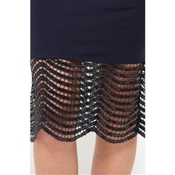 Sexy Blue Crochet Fishtail Midi Dress N12646