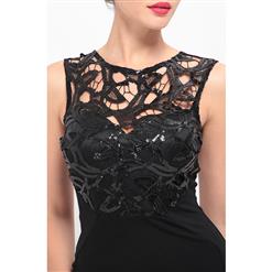 Elegant Black Lace High Split Evening Party Gown N12648
