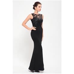 Elegant Black Lace High Split Evening Party Gown N12648