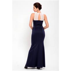 Gorgeous Dark Blue Lace  Bodycon Fishtail Evening Party Gown N12651