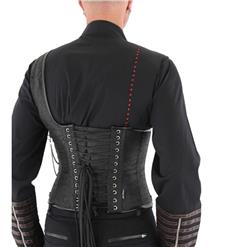 Mens Gothic Black Brocade One-shoulder Waistcoat Corset N12698