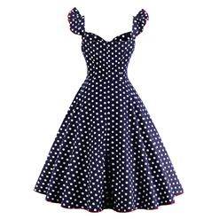 1950s Vintage Sleeveless Polka Dot A line Casual Cocktail Dress N12721
