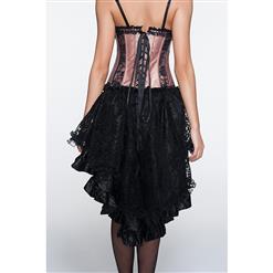 Hor Sale Sexy Pink Sweetheart Lace Ruffles Overbust Corset N12735
