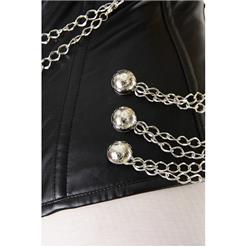 Steam Punk Rock Black Chains Leather Corset &Pant Set N12750