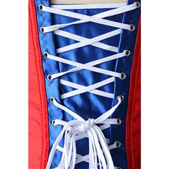 Fashion American Flag Pattern Steel Boned Overbust Corset&Faux Leather Pant Set N12772