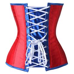Fashion American Flag Pattern Steel Boned Overbust Corset&Faux Leather Pant Set N12772