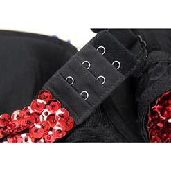 Sexy Beaded Uk Flag Sequined Bra Top and Black PVC High-waisted Mini Skirt Set N12843