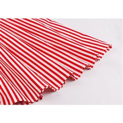 Fashionable Women O-Neck Sleeveless Striped Dress N12864