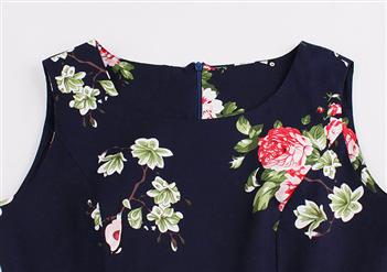 1950's Vintage Floral Print Sleeveless Dress N12866