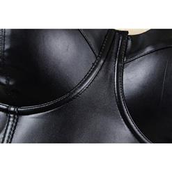 Sexy Black Faux Leather Bra Top and Punk Black PVC Dancing Legging Clubwear Set N14333