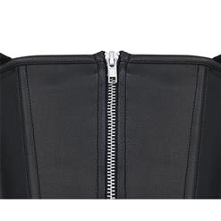 Sexy Black PVC Strap Zipper Lace Corset N12888