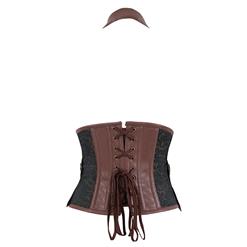 Men's Gothic Brown Brocade Halter Waistcoat Corset N12963