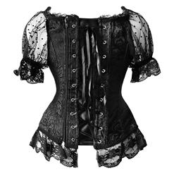 Brocade Lace Up Sleeveed Corset Top&Skirt Set N13038