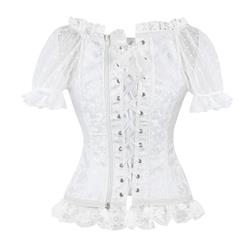 Bridal Jacquard Short Sleeves Corset Top&Skirt Set N13039