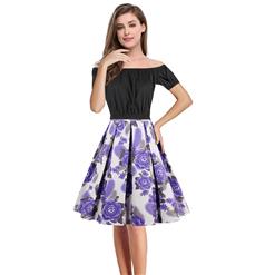 Women's T-shirt and Skirt Set, Vintage T-shirt Skirt Set, Short Sleeve T-shirt and Plaid Skirt Set, Floral Print Skirt Set, #N13040