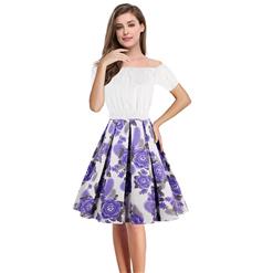 Women's T-shirt and Skirt Set, Vintage T-shirt Skirt Set, Short Sleeve T-shirt and Plaid Skirt Set, Floral Print Skirt Set, #N13041