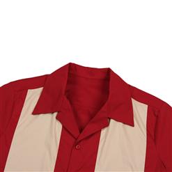 Red Male Fifties Bowling Shirt N13087