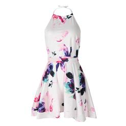 Floral Halter Backless Short Mini Dress N13096