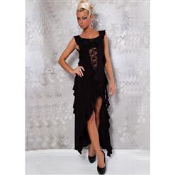 Ruffled Illusion Dress, Lace Front Dress, See Through Dress, #N1398