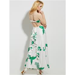 Sexy Floral Print Pleated Summer Beach Maxi Dress N14000