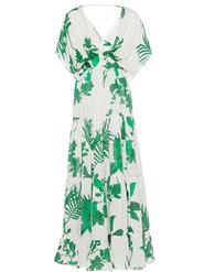 Sexy Short Sleeves Floral Print Pleated Summer Beach Maxi Dress N14001
