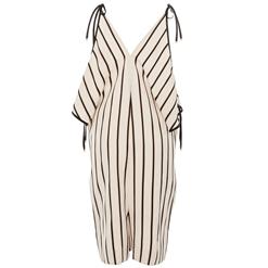 Fashion Stripe V-Neck Lace Up Summer Holiday Jumpsuit N14010