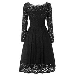 Vintage Off Shoulder Floral Lace Casual Party Dress N14011