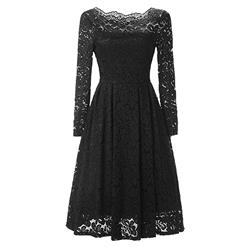 Vintage Off Shoulder Floral Lace Casual Party Dress N14011