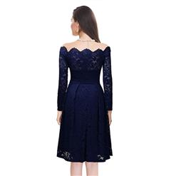 Vintage Off Shoulder Floral Lace Casual Party Dress N14013