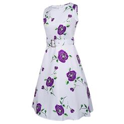 1950's Vintage Floral Print Sleeveless Dress N14063