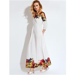 Summer Round Neck Floral Printed Long Maxi Dress N14068