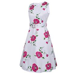 1950's Vintage Floral Print Sleeveless Dress N14069