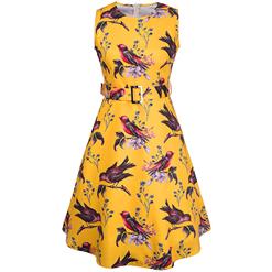 Retro Dresses for Women 1950, Vintage Dresses 1950's, Vintage Dress for Women, Floral birds Print Dress, Cheap Party Dress, #N14072