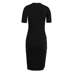 Courtlike Women's Short Sleeves Side Button Bodycon Dresses N14085