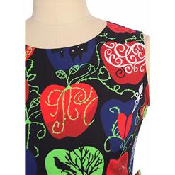 Women's Vintage Sleeveless Tea Midi Halloween Dress With Belt  N14098