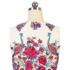 Graceful Cap Flounce Sleeves Floral Print Pleats Summer Beach Maxi Dress N14102