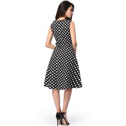 Fit Design Women's  Sleeveless Polka Dot A Line Tea Vintage Dress with Belt  N14118