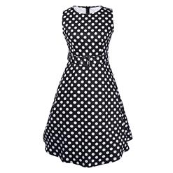 Fit Design Women's  Sleeveless Polka Dot A Line Tea Vintage Dress with Belt  N14118