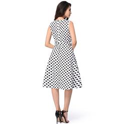 Fit Design Women's  Sleeveless Polka Dot A Line Tea Vintage Dress with Belt  N14119