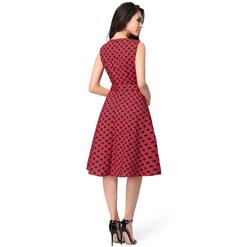 Fit Design Women's  Sleeveless Polka Dot A Line Tea Vintage Dress with Belt  N14120